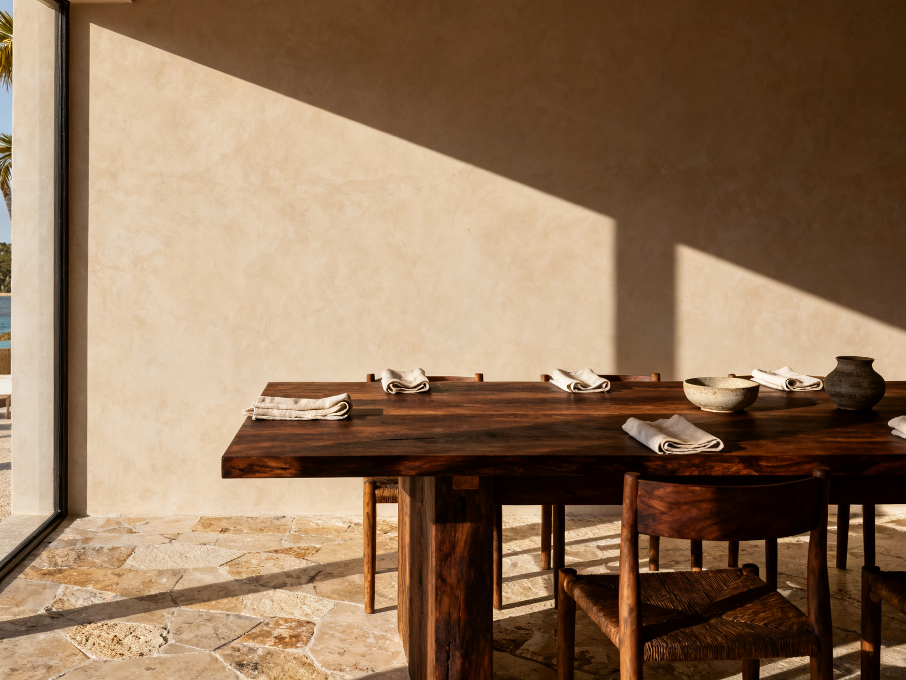 Astra House dining table prepared for evening service.