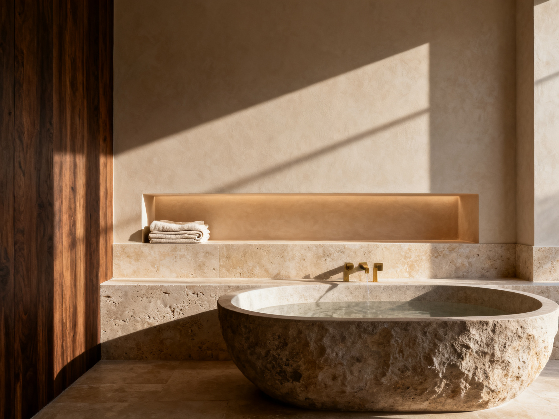 Astra House spa bath with quiet mineral light.