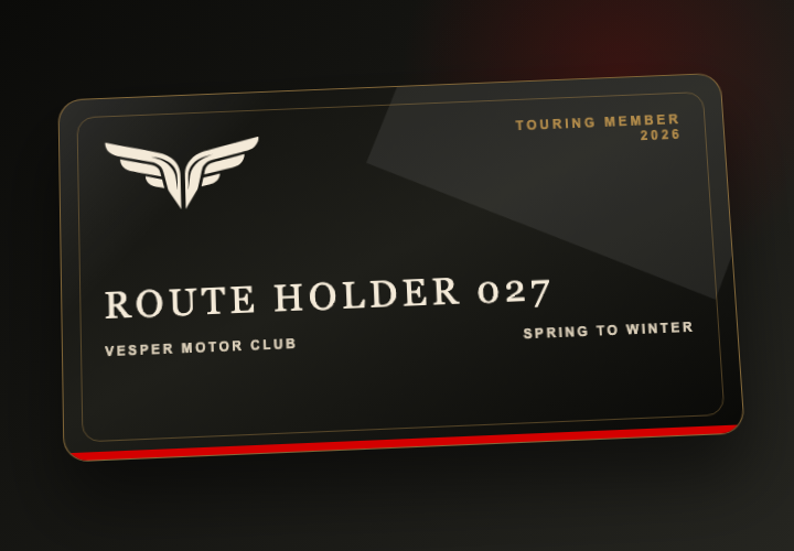 Vesper Route Holder membership card.